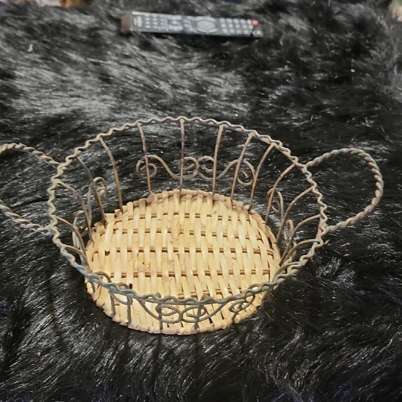 VINTAGE Wicker and metal basket Other - Elegant Woven Basket with Metal Accents. Vintage.